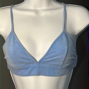 Free People “distressed” blue French terry triangle bra